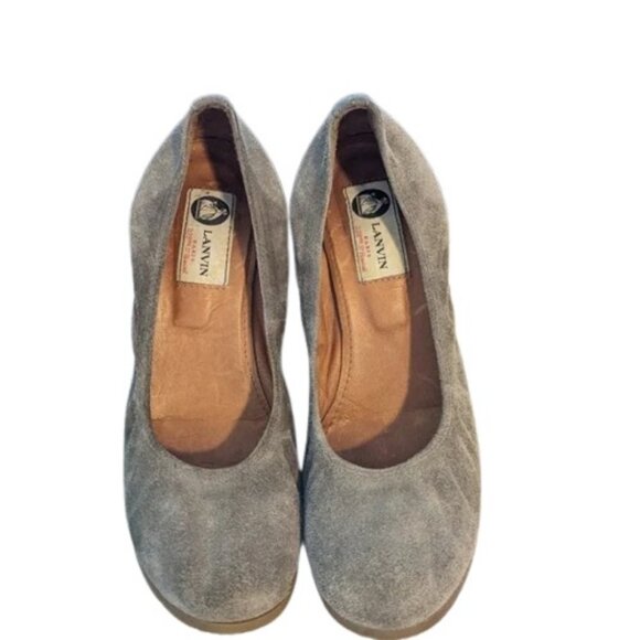 Lanvin Paris grey suede ballet wedge pumps size 37 - Picture 3 of 9